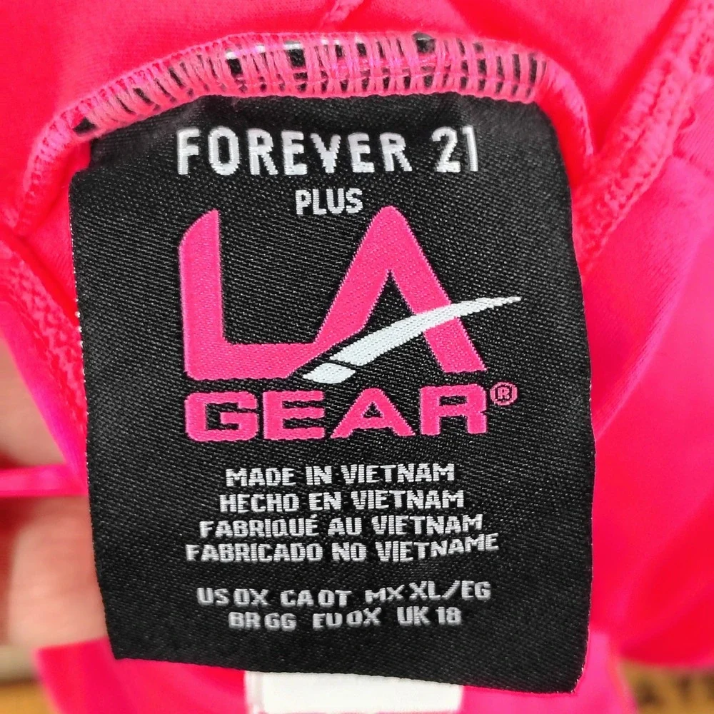 Forever 21 Womens 0X LA Gear Sports Bra Neon Pink Yellow Logo Retro Barbiecore